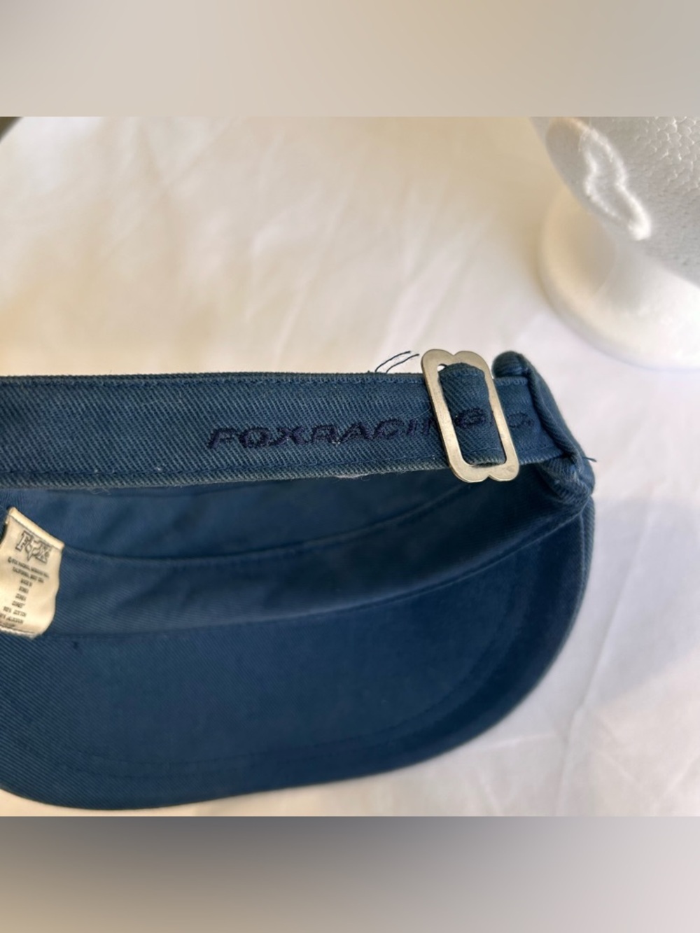 Vintage Y2K Fox Racing Visor Hat Embroidered Logo Navy Blue Adjustable - Picture 6 of 6